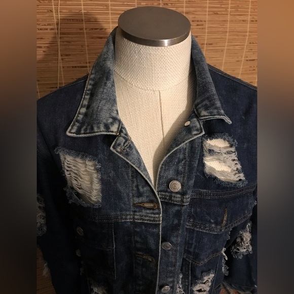 Thrill Jeans Super Torn Long Coat Size Small - Picture 3 of 9